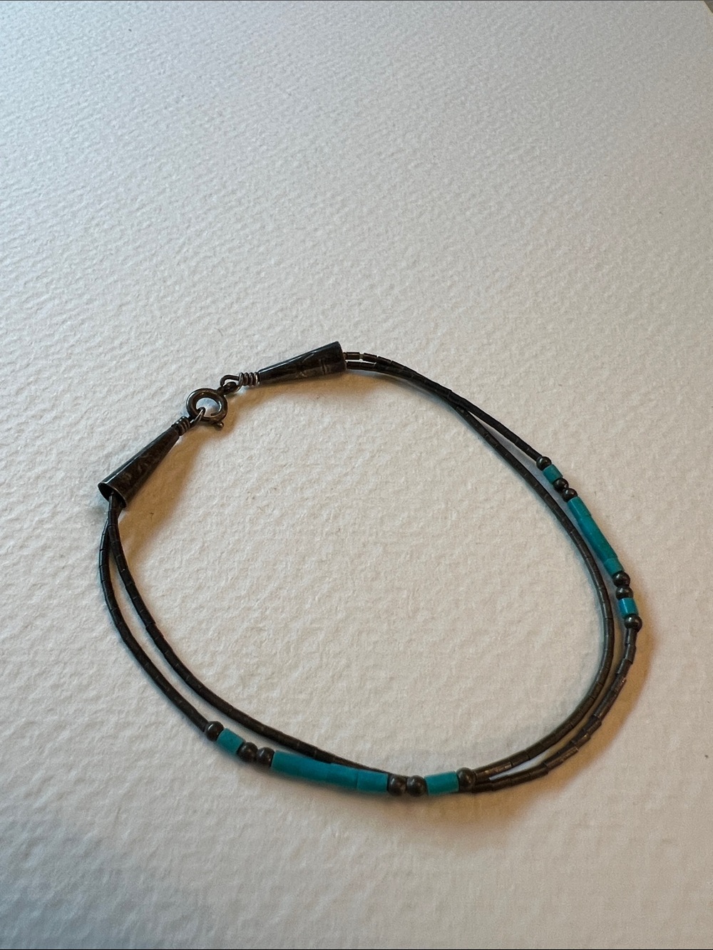 Sterling Silver Turquoise Beaded Multi-Strand Bracelet